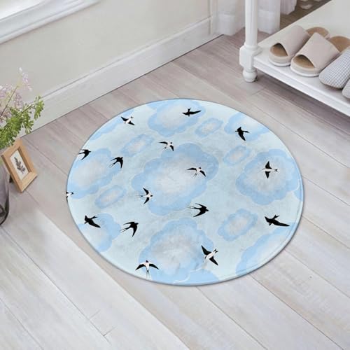 JHAOUNUK Weich Badezimmerteppich 60x60cm,Schwalben fliegen durch den bewölkten Himmel Beste Freunde vereint für,rutschfest waschbar Badematte Flauschige Badteppich Saugfähig Badvorleger Duschvorleger von JHAOUNUK