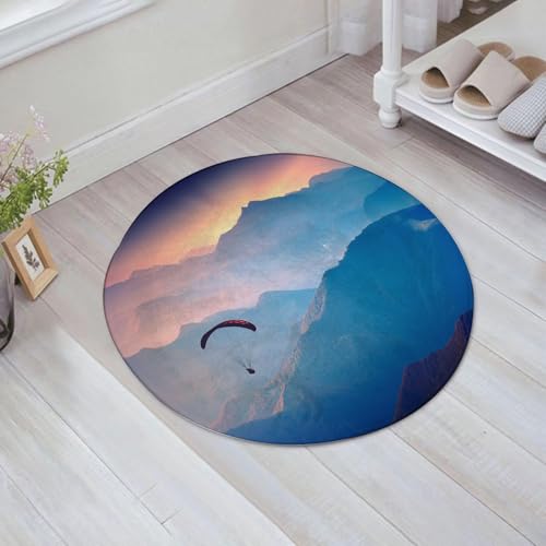 JHAOUNUK Weich Badezimmerteppich 60x60cm,Silhouette eines Gleitschirmfliegers, der im Licht der aufgehenden Sonn,rutschfest waschbar Badematte Flauschige Badteppich Saugfähig Badvorleger Duschvorleger von JHAOUNUK