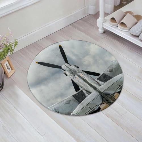 JHAOUNUK Weich Badezimmerteppich 60x60cm,Supermarine Spitfire Mk. XVI von hinten,rutschfest waschbar Badematte Flauschige Badteppich Saugfähig Badvorleger Duschvorleger von JHAOUNUK