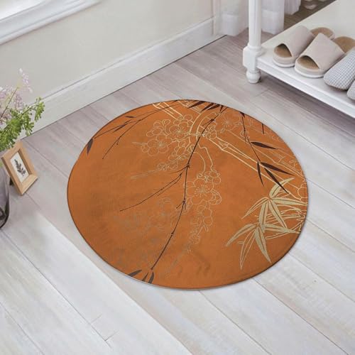 JHAOUNUK Weich Badezimmerteppich 60x60cm,Thema der Natur die Blume - Dekoration Freihand Skizzieren,rutschfest waschbar Badematte Flauschige Badteppich Saugfähig Badvorleger Duschvorleger von JHAOUNUK
