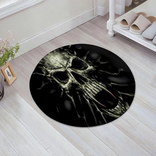 JHAOUNUK Weich Badezimmerteppich 60x60cm,Totenkopf isoliert auf schwarzem Hintergrund. Horror-Hintergrund für Ha,rutschfest waschbar Badematte Flauschige Badteppich Saugfähig Badvorleger Duschvorleger von JHAOUNUK