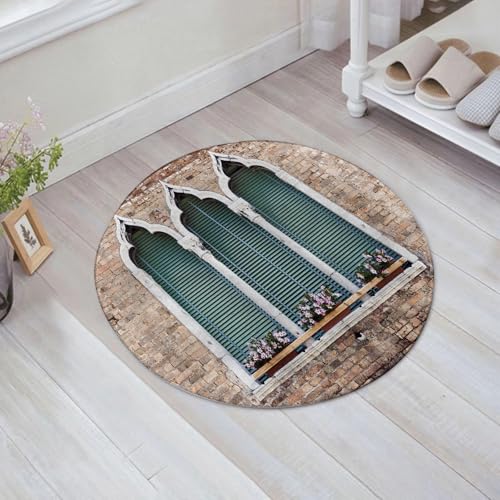 JHAOUNUK Weich Badezimmerteppich 60x60cm,Traditionelles antikes gotisches Fenster in Venedig mit Blumentöpfen an,rutschfest waschbar Badematte Flauschige Badteppich Saugfähig Badvorleger Duschvorleger JHAOUNUK Weich Badezimmerteppich 60x60cm,Traditionelles antikes gotisches Fenster in Venedig mit Blumentöpfen an,rutschfest waschbar Badematte Flauschige Badteppich Saugfähig Badvorleger Duschvorleger von JHAOUNUK
