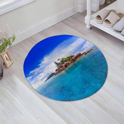 JHAOUNUK Weich Badezimmerteppich 60x60cm,Tropische l auf den Seychellen - Natur-Hintergrund,rutschfest waschbar Badematte Flauschige Badteppich Saugfähig Badvorleger Duschvorleger von JHAOUNUK