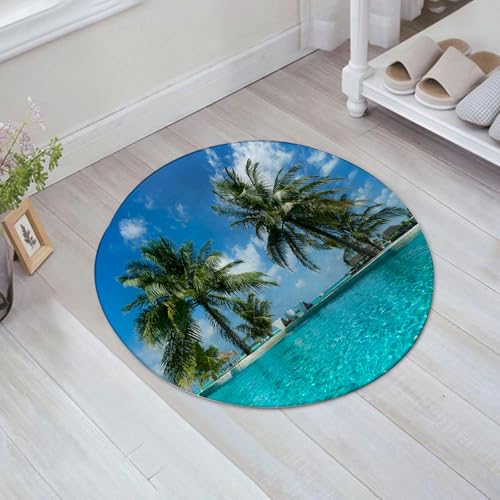 JHAOUNUK Weich Badezimmerteppich 60x60cm,Tropischer Strand und Pool,rutschfest waschbar Badematte Flauschige Badteppich Saugfähig Badvorleger Duschvorleger JHAOUNUK Weich Badezimmerteppich 60x60cm,Tropischer Strand und Pool,rutschfest waschbar Badematte Flauschige Badteppich Saugfähig Badvorleger Duschvorleger von JHAOUNUK