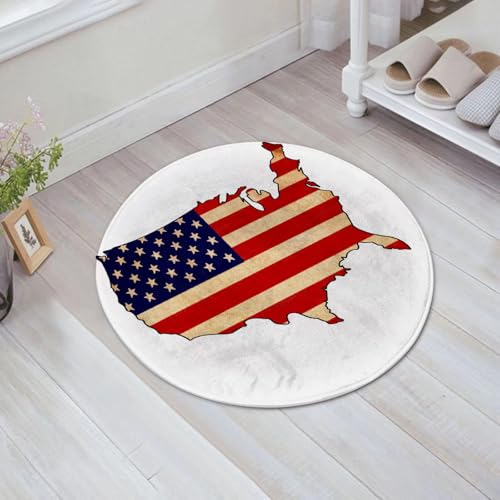 JHAOUNUK Weich Badezimmerteppich 60x60cm,USA-Flaggenkarte,rutschfest waschbar Badematte Flauschige Badteppich Saugfähig Badvorleger Duschvorleger von JHAOUNUK