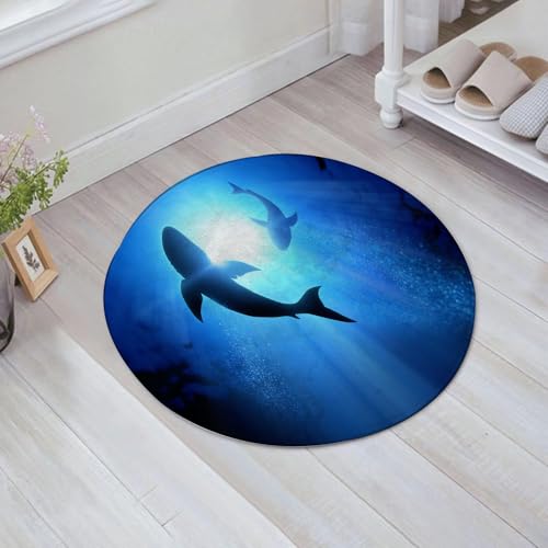 JHAOUNUK Weich Badezimmerteppich 60x60cm,Unter den Wellen kreisen Zwei Weiße Haie. Illustration,rutschfest waschbar Badematte Flauschige Badteppich Saugfähig Badvorleger Duschvorleger JHAOUNUK Weich Badezimmerteppich 60x60cm,Unter den Wellen kreisen Zwei Weiße Haie. Illustration,rutschfest waschbar Badematte Flauschige Badteppich Saugfähig Badvorleger Duschvorleger von JHAOUNUK