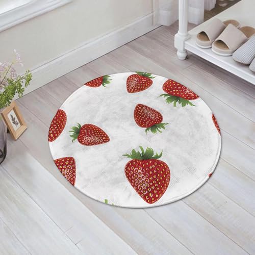 JHAOUNUK Weich Badezimmerteppich 60x60cm,Vektor, rote Erdbeere, Seamless, Muster,rutschfest waschbar Badematte Flauschige Badteppich Saugfähig Badvorleger Duschvorleger von JHAOUNUK