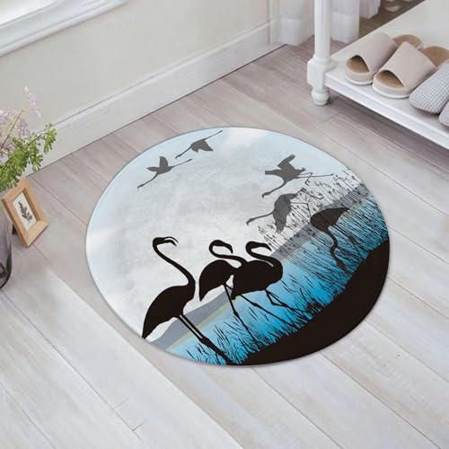 JHAOUNUK Weich Badezimmerteppich 60x60cm,Vektor-Illustration Silhouetten Flamingo in der Natur,rutschfest waschbar Badematte Flauschige Badteppich Saugfähig Badvorleger Duschvorleger JHAOUNUK Weich Badezimmerteppich 60x60cm,Vektor-Illustration Silhouetten Flamingo in der Natur,rutschfest waschbar Badematte Flauschige Badteppich Saugfähig Badvorleger Duschvorleger von JHAOUNUK