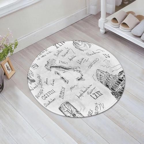JHAOUNUK Weich Badezimmerteppich 60x60cm,Vektor - Satz von antiken römischen Fragmenten,rutschfest waschbar Badematte Flauschige Badteppich Saugfähig Badvorleger Duschvorleger von JHAOUNUK