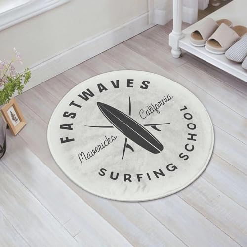 JHAOUNUK Weich Badezimmerteppich 60x60cm,Vintage Surf-Logo-Emblem-Abzeichen-Etikett. Internationale Surf-Tageska,rutschfest waschbar Badematte Flauschige Badteppich Saugfähig Badvorleger Duschvorleger von JHAOUNUK