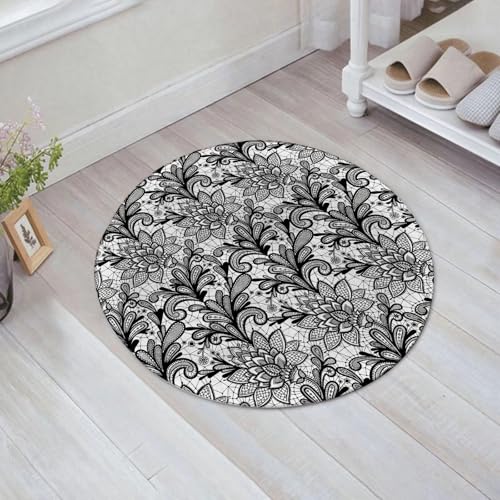 JHAOUNUK Weich Badezimmerteppich 60x60cm,Vintage barockes nahtloses Muster mit Wirbeln und Blumenillustration. G,rutschfest waschbar Badematte Flauschige Badteppich Saugfähig Badvorleger Duschvorleger JHAOUNUK Weich Badezimmerteppich 60x60cm,Vintage barockes nahtloses Muster mit Wirbeln und Blumenillustration. G,rutschfest waschbar Badematte Flauschige Badteppich Saugfähig Badvorleger Duschvorleger von JHAOUNUK