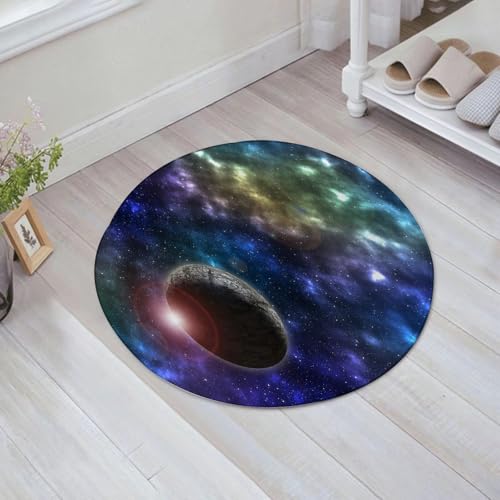 JHAOUNUK Weich Badezimmerteppich 60x60cm,Weltraumplaneten und Sterne,rutschfest waschbar Badematte Flauschige Badteppich Saugfähig Badvorleger Duschvorleger von JHAOUNUK