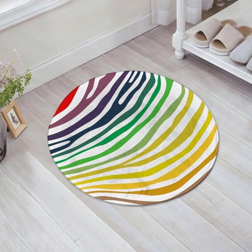 JHAOUNUK Weich Badezimmerteppich 60x60cm,Zebra-Print, zebrafarbenes Streifenmuster im Regenbogenfarbstil,rutschfest waschbar Badematte Flauschige Badteppich Saugfähig Badvorleger Duschvorleger JHAOUNUK Weich Badezimmerteppich 60x60cm,Zebra-Print, zebrafarbenes Streifenmuster im Regenbogenfarbstil,rutschfest waschbar Badematte Flauschige Badteppich Saugfähig Badvorleger Duschvorleger von JHAOUNUK
