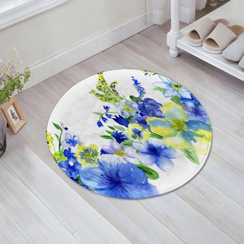 JHAOUNUK Weich Badezimmerteppich 60x60cm,gewirbelte Plstrich Kräuter romantische weibliche Blume, blau gelb,rutschfest waschbar Badematte Flauschige Badteppich Saugfähig Badvorleger Duschvorleger JHAOUNUK Weich Badezimmerteppich 60x60cm,gewirbelte Plstrich Kräuter romantische weibliche Blume, blau gelb,rutschfest waschbar Badematte Flauschige Badteppich Saugfähig Badvorleger Duschvorleger von JHAOUNUK