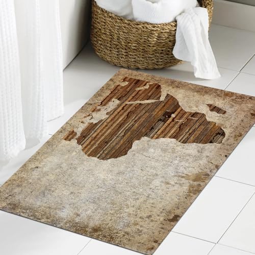 JHAOUNUK Weich Badezimmerteppich 60x90cm,3D-Rendering Einer strukturierten Afrika-Karte,rutschfest waschbar Badematte Flauschige Badteppich Saugfähig Badvorleger Duschvorleger von JHAOUNUK