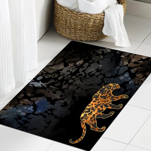 JHAOUNUK Weich Badezimmerteppich 60x90cm,Afrika Hintergrund aquarell textur Leopard,rutschfest waschbar Badematte Flauschige Badteppich Saugfähig Badvorleger Duschvorleger JHAOUNUK Weich Badezimmerteppich 60x90cm,Afrika Hintergrund aquarell textur Leopard,rutschfest waschbar Badematte Flauschige Badteppich Saugfähig Badvorleger Duschvorleger von JHAOUNUK