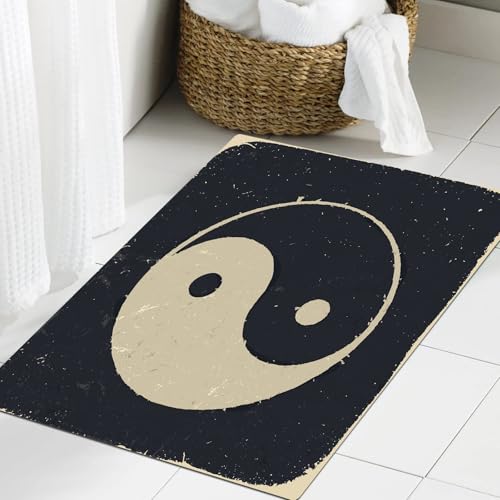 JHAOUNUK Weich Badezimmerteppich 60x90cm,Ansicht eines Yin- und Yang-Symbols auf grauem Hintergrund.,rutschfest waschbar Badematte Flauschige Badteppich Saugfähig Badvorleger Duschvorleger JHAOUNUK Weich Badezimmerteppich 60x90cm,Ansicht eines Yin- und Yang-Symbols auf grauem Hintergrund.,rutschfest waschbar Badematte Flauschige Badteppich Saugfähig Badvorleger Duschvorleger von JHAOUNUK