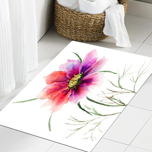 JHAOUNUK Weich Badezimmerteppich 60x90cm,Aquarell, schöne zweifarbige Blume Blüte Natur Frühling Wiederbelebung,rutschfest waschbar Badematte Flauschige Badteppich Saugfähig Badvorleger Duschvorleger JHAOUNUK Weich Badezimmerteppich 60x90cm,Aquarell, schöne zweifarbige Blume Blüte Natur Frühling Wiederbelebung,rutschfest waschbar Badematte Flauschige Badteppich Saugfähig Badvorleger Duschvorleger von JHAOUNUK