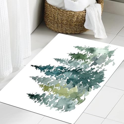 JHAOUNUK Weich Badezimmerteppich 60x90cm,Aquarell grau Tannen Wald Hintergrund Texsture,rutschfest waschbar Badematte Flauschige Badteppich Saugfähig Badvorleger Duschvorleger JHAOUNUK Weich Badezimmerteppich 60x90cm,Aquarell grau Tannen Wald Hintergrund Texsture,rutschfest waschbar Badematte Flauschige Badteppich Saugfähig Badvorleger Duschvorleger von JHAOUNUK