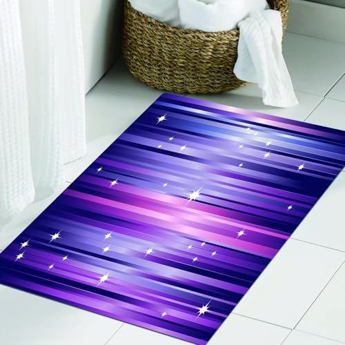 JHAOUNUK Weich Badezimmerteppich 60x90cm,Aubergine, abstrakte bunte Strahlen Hintergrund mit weißen Sternen Raum,rutschfest waschbar Badematte Flauschige Badteppich Saugfähig Badvorleger Duschvorleger JHAOUNUK Weich Badezimmerteppich 60x90cm,Aubergine, abstrakte bunte Strahlen Hintergrund mit weißen Sternen Raum,rutschfest waschbar Badematte Flauschige Badteppich Saugfähig Badvorleger Duschvorleger von JHAOUNUK