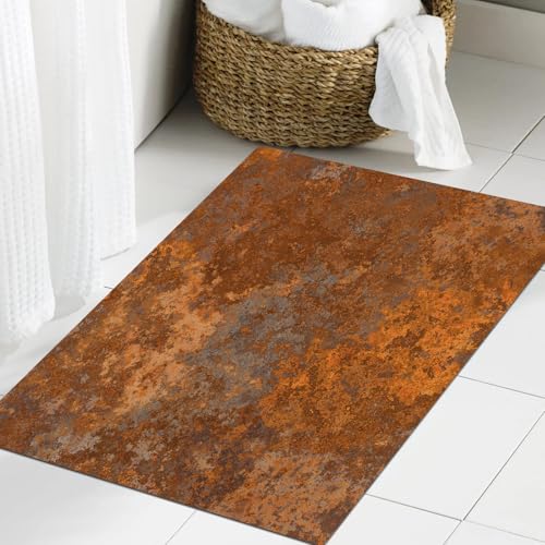 JHAOUNUK Weich Badezimmerteppich 60x90cm,Blatt, altes rostiges Metall Hintergrund,rutschfest waschbar Badematte Flauschige Badteppich Saugfähig Badvorleger Duschvorleger JHAOUNUK Weich Badezimmerteppich 60x90cm,Blatt, altes rostiges Metall Hintergrund,rutschfest waschbar Badematte Flauschige Badteppich Saugfähig Badvorleger Duschvorleger von JHAOUNUK