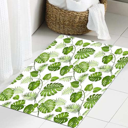 JHAOUNUK Weich Badezimmerteppich 60x90cm,Blatt, brasilianischen Regenwald Laub Natur Efeu wirbelt Palme Bananens,rutschfest waschbar Badematte Flauschige Badteppich Saugfähig Badvorleger Duschvorleger JHAOUNUK Weich Badezimmerteppich 60x90cm,Blatt, brasilianischen Regenwald Laub Natur Efeu wirbelt Palme Bananens,rutschfest waschbar Badematte Flauschige Badteppich Saugfähig Badvorleger Duschvorleger von JHAOUNUK