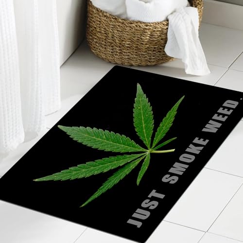 JHAOUNUK Weich Badezimmerteppich 60x90cm,Blatt-Logo-Grafikdesign (2),rutschfest waschbar Badematte Flauschige Badteppich Saugfähig Badvorleger Duschvorleger von JHAOUNUK