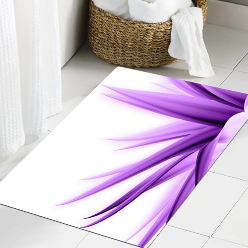 JHAOUNUK Weich Badezimmerteppich 60x90cm,Blumendekor, Lila Ombre Lange Blätter Wasserfarbendruck mit,rutschfest waschbar Badematte Flauschige Badteppich Saugfähig Badvorleger Duschvorleger JHAOUNUK Weich Badezimmerteppich 60x90cm,Blumendekor, Lila Ombre Lange Blätter Wasserfarbendruck mit,rutschfest waschbar Badematte Flauschige Badteppich Saugfähig Badvorleger Duschvorleger von JHAOUNUK