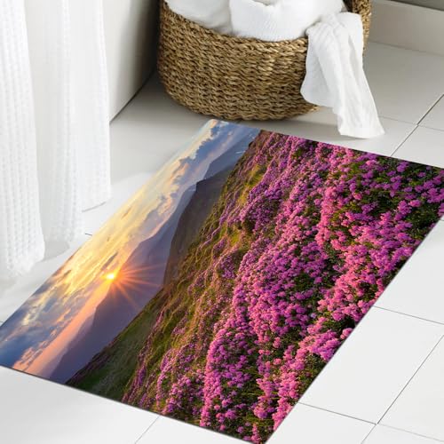 JHAOUNUK Weich Badezimmerteppich 60x90cm,Blumenwiese im Bergtal mit Horizont Himmel surreale Mutter Erde Schönhe,rutschfest waschbar Badematte Flauschige Badteppich Saugfähig Badvorleger Duschvorleger JHAOUNUK Weich Badezimmerteppich 60x90cm,Blumenwiese im Bergtal mit Horizont Himmel surreale Mutter Erde Schönhe,rutschfest waschbar Badematte Flauschige Badteppich Saugfähig Badvorleger Duschvorleger von JHAOUNUK