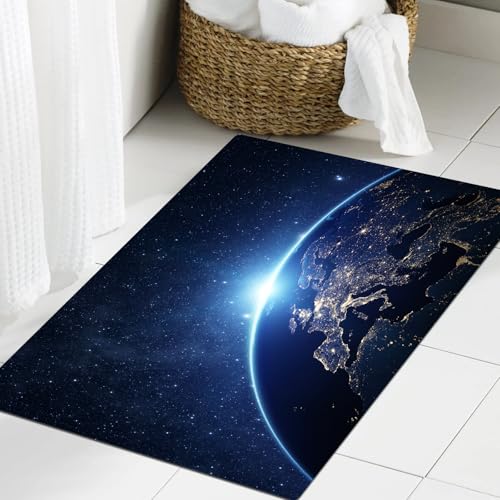 JHAOUNUK Weich Badezimmerteppich 60x90cm,Erde, Planet des Weltraums bei Nacht Galaktische Astronomie zum Thema E,rutschfest waschbar Badematte Flauschige Badteppich Saugfähig Badvorleger Duschvorleger JHAOUNUK Weich Badezimmerteppich 60x90cm,Erde, Planet des Weltraums bei Nacht Galaktische Astronomie zum Thema E,rutschfest waschbar Badematte Flauschige Badteppich Saugfähig Badvorleger Duschvorleger von JHAOUNUK