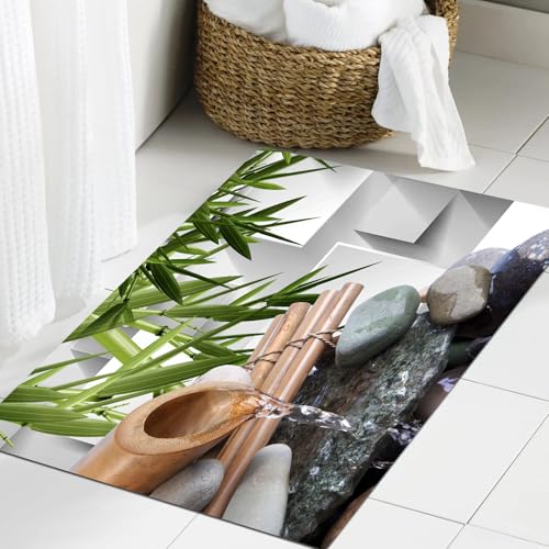 JHAOUNUK Weich Badezimmerteppich 60x90cm,Feuille, Zen Zen Bamboo Asian Spa Zen Stone Water Flow,rutschfest waschbar Badematte Flauschige Badteppich Saugfähig Badvorleger Duschvorleger JHAOUNUK Weich Badezimmerteppich 60x90cm,Feuille, Zen Zen Bamboo Asian Spa Zen Stone Water Flow,rutschfest waschbar Badematte Flauschige Badteppich Saugfähig Badvorleger Duschvorleger von JHAOUNUK