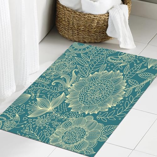 JHAOUNUK Weich Badezimmerteppich 60x90cm,Garten, nostalgischer, von der Natur inspirierter handgezeichneter Stil,rutschfest waschbar Badematte Flauschige Badteppich Saugfähig Badvorleger Duschvorleger JHAOUNUK Weich Badezimmerteppich 60x90cm,Garten, nostalgischer, von der Natur inspirierter handgezeichneter Stil,rutschfest waschbar Badematte Flauschige Badteppich Saugfähig Badvorleger Duschvorleger von JHAOUNUK