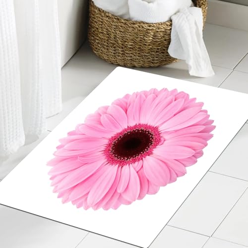 JHAOUNUK Weich Badezimmerteppich 60x90cm,Gerbera-Blume isoliert auf dem weißen Hintergrund.,rutschfest waschbar Badematte Flauschige Badteppich Saugfähig Badvorleger Duschvorleger von JHAOUNUK