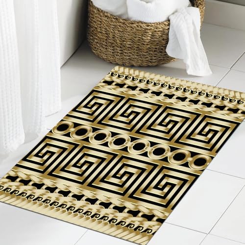 JHAOUNUK Weich Badezimmerteppich 60x90cm,Gold 3D griechischer Vektor nahtloses Muster. Wiederholen Sie den abstr,rutschfest waschbar Badematte Flauschige Badteppich Saugfähig Badvorleger Duschvorleger JHAOUNUK Weich Badezimmerteppich 60x90cm,Gold 3D griechischer Vektor nahtloses Muster. Wiederholen Sie den abstr,rutschfest waschbar Badematte Flauschige Badteppich Saugfähig Badvorleger Duschvorleger von JHAOUNUK