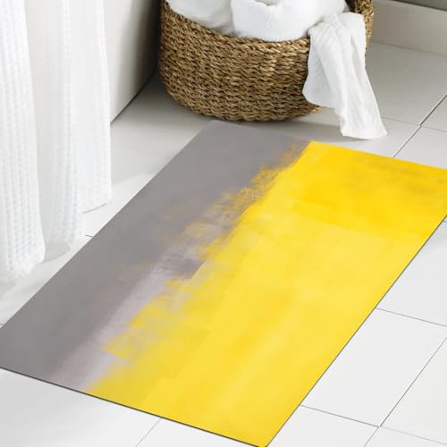JHAOUNUK Weich Badezimmerteppich 60x90cm,Grau und Gelb, Grunge Street Style Malerei Pl Druck Ombre Design Bi,rutschfest waschbar Badematte Flauschige Badteppich Saugfähig Badvorleger Duschvorleger JHAOUNUK Weich Badezimmerteppich 60x90cm,Grau und Gelb, Grunge Street Style Malerei Pl Druck Ombre Design Bi,rutschfest waschbar Badematte Flauschige Badteppich Saugfähig Badvorleger Duschvorleger von JHAOUNUK