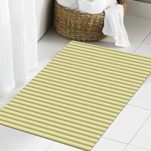 JHAOUNUK Weich Badezimmerteppich 60x90cm,Grau und Gelb, Zirkuszelt inspiriert Vintage Retro Streifen modernes Bi,rutschfest waschbar Badematte Flauschige Badteppich Saugfähig Badvorleger Duschvorleger JHAOUNUK Weich Badezimmerteppich 60x90cm,Grau und Gelb, Zirkuszelt inspiriert Vintage Retro Streifen modernes Bi,rutschfest waschbar Badematte Flauschige Badteppich Saugfähig Badvorleger Duschvorleger von JHAOUNUK