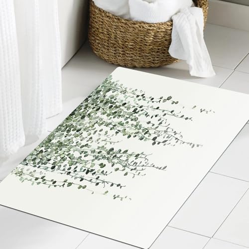 JHAOUNUK Weich Badezimmerteppich 60x90cm,Grünes Laub verwischt weißes und graues Hintergrundmuster. Natur lässt,rutschfest waschbar Badematte Flauschige Badteppich Saugfähig Badvorleger Duschvorleger JHAOUNUK Weich Badezimmerteppich 60x90cm,Grünes Laub verwischt weißes und graues Hintergrundmuster. Natur lässt,rutschfest waschbar Badematte Flauschige Badteppich Saugfähig Badvorleger Duschvorleger von JHAOUNUK