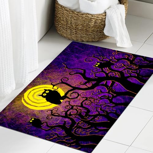 JHAOUNUK Weich Badezimmerteppich 60x90cm,Grunge texturierter Halloween-Nacht-Hintergrund,rutschfest waschbar Badematte Flauschige Badteppich Saugfähig Badvorleger Duschvorleger von JHAOUNUK