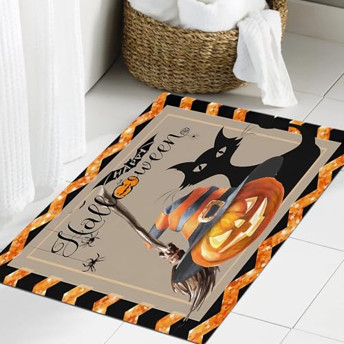 JHAOUNUK Weich Badezimmerteppich 60x90cm,Halloween-Party-Hintergrund,rutschfest waschbar Badematte Flauschige Badteppich Saugfähig Badvorleger Duschvorleger von JHAOUNUK