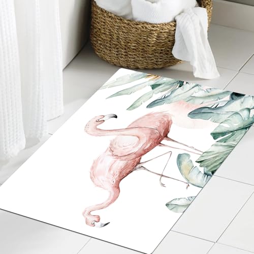JHAOUNUK Weich Badezimmerteppich 60x90cm,Handgezeichnetes Flamingo-Aquarell, tropische Vögel, Flamingo-Set. Exot,rutschfest waschbar Badematte Flauschige Badteppich Saugfähig Badvorleger Duschvorleger JHAOUNUK Weich Badezimmerteppich 60x90cm,Handgezeichnetes Flamingo-Aquarell, tropische Vögel, Flamingo-Set. Exot,rutschfest waschbar Badematte Flauschige Badteppich Saugfähig Badvorleger Duschvorleger von JHAOUNUK