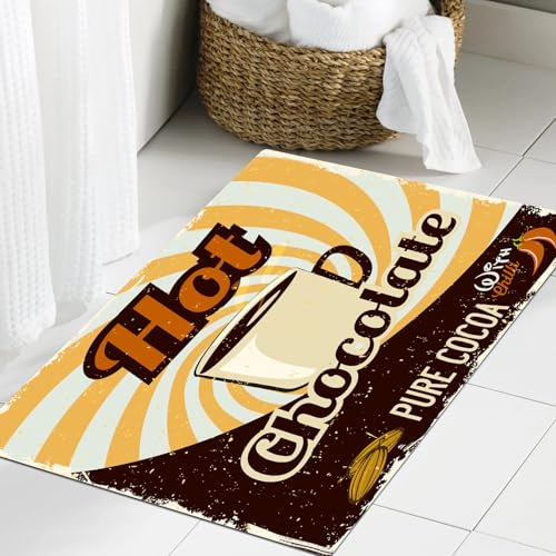 JHAOUNUK Weich Badezimmerteppich 60x90cm,Heiße Schokolade Retro,rutschfest waschbar Badematte Flauschige Badteppich Saugfähig Badvorleger Duschvorleger von JHAOUNUK