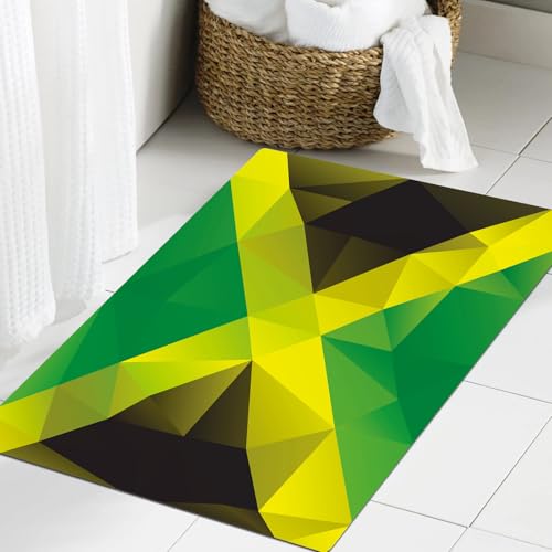 JHAOUNUK Weich Badezimmerteppich 60x90cm,Jamaika Flagge Blatt Textur,rutschfest waschbar Badematte Flauschige Badteppich Saugfähig Badvorleger Duschvorleger JHAOUNUK Weich Badezimmerteppich 60x90cm,Jamaika Flagge Blatt Textur,rutschfest waschbar Badematte Flauschige Badteppich Saugfähig Badvorleger Duschvorleger von JHAOUNUK