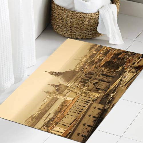 JHAOUNUK Weich Badezimmerteppich 60x90cm,Kirche Santa Maria della Salute in Venedig (Italien). Ein Blick von obe,rutschfest waschbar Badematte Flauschige Badteppich Saugfähig Badvorleger Duschvorleger von JHAOUNUK
