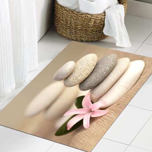 JHAOUNUK Weich Badezimmerteppich 60x90cm,Kleine Steine Blume Blatt Blumen Schatten Sand,rutschfest waschbar Badematte Flauschige Badteppich Saugfähig Badvorleger Duschvorleger JHAOUNUK Weich Badezimmerteppich 60x90cm,Kleine Steine Blume Blatt Blumen Schatten Sand,rutschfest waschbar Badematte Flauschige Badteppich Saugfähig Badvorleger Duschvorleger von JHAOUNUK