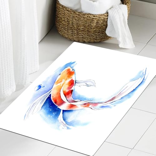 JHAOUNUK Weich Badezimmerteppich 60x90cm,Koi-Karpfen Tiere Wildlife Fisch Natur Chinesisch Japan Frühling,rutschfest waschbar Badematte Flauschige Badteppich Saugfähig Badvorleger Duschvorleger JHAOUNUK Weich Badezimmerteppich 60x90cm,Koi-Karpfen Tiere Wildlife Fisch Natur Chinesisch Japan Frühling,rutschfest waschbar Badematte Flauschige Badteppich Saugfähig Badvorleger Duschvorleger von JHAOUNUK