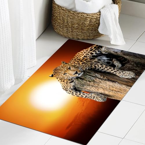 JHAOUNUK Weich Badezimmerteppich 60x90cm,Leopard sitzt auf einem Baum,rutschfest waschbar Badematte Flauschige Badteppich Saugfähig Badvorleger Duschvorleger JHAOUNUK Weich Badezimmerteppich 60x90cm,Leopard sitzt auf einem Baum,rutschfest waschbar Badematte Flauschige Badteppich Saugfähig Badvorleger Duschvorleger von JHAOUNUK