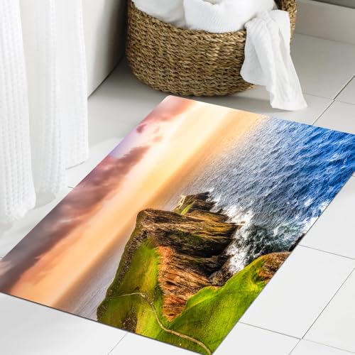 JHAOUNUK Weich Badezimmerteppich 60x90cm,Leuchtturm Dekor, bunte Ozean Küste Panorama Neist Point Leuchtturm Sch,rutschfest waschbar Badematte Flauschige Badteppich Saugfähig Badvorleger Duschvorleger JHAOUNUK Weich Badezimmerteppich 60x90cm,Leuchtturm Dekor, bunte Ozean Küste Panorama Neist Point Leuchtturm Sch,rutschfest waschbar Badematte Flauschige Badteppich Saugfähig Badvorleger Duschvorleger von JHAOUNUK