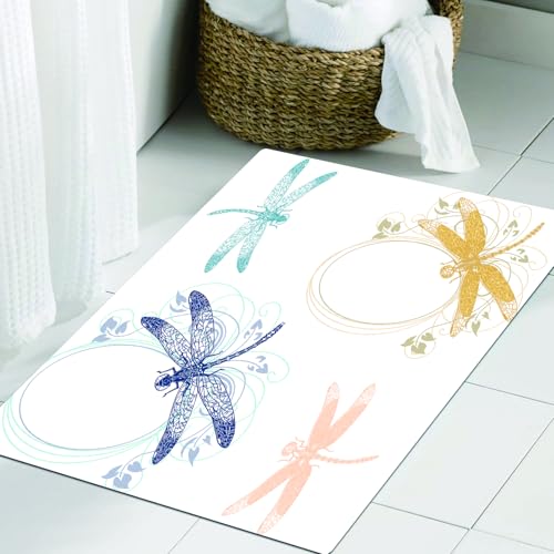 JHAOUNUK Weich Badezimmerteppich 60x90cm,Libelle, Blumen Frühling Flügel mit Blütenblättern Tier Natur Ele,rutschfest waschbar Badematte Flauschige Badteppich Saugfähig Badvorleger Duschvorleger JHAOUNUK Weich Badezimmerteppich 60x90cm,Libelle, Blumen Frühling Flügel mit Blütenblättern Tier Natur Ele,rutschfest waschbar Badematte Flauschige Badteppich Saugfähig Badvorleger Duschvorleger von JHAOUNUK