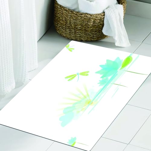 JHAOUNUK Weich Badezimmerteppich 60x90cm,Libelle, Seerose und Libelle Natur Hintergrund Wolken See Sonne Design,rutschfest waschbar Badematte Flauschige Badteppich Saugfähig Badvorleger Duschvorleger JHAOUNUK Weich Badezimmerteppich 60x90cm,Libelle, Seerose und Libelle Natur Hintergrund Wolken See Sonne Design,rutschfest waschbar Badematte Flauschige Badteppich Saugfähig Badvorleger Duschvorleger von JHAOUNUK