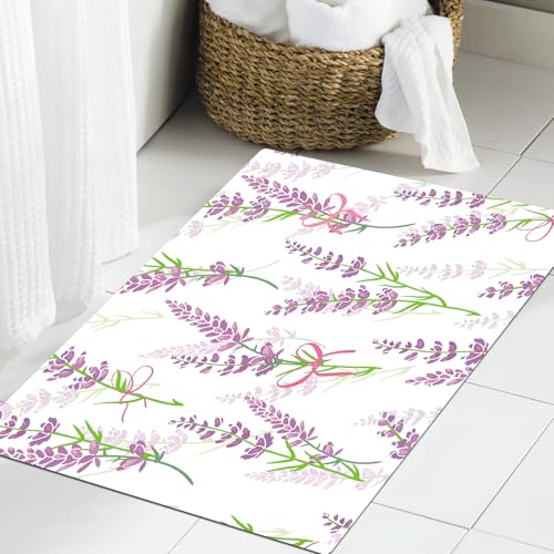 JHAOUNUK Weich Badezimmerteppich 60x90cm,Lila Vektor nahtloses Muster mit Lavendelblütensträußen. Schöner violet,rutschfest waschbar Badematte Flauschige Badteppich Saugfähig Badvorleger Duschvorleger JHAOUNUK Weich Badezimmerteppich 60x90cm,Lila Vektor nahtloses Muster mit Lavendelblütensträußen. Schöner violet,rutschfest waschbar Badematte Flauschige Badteppich Saugfähig Badvorleger Duschvorleger von JHAOUNUK